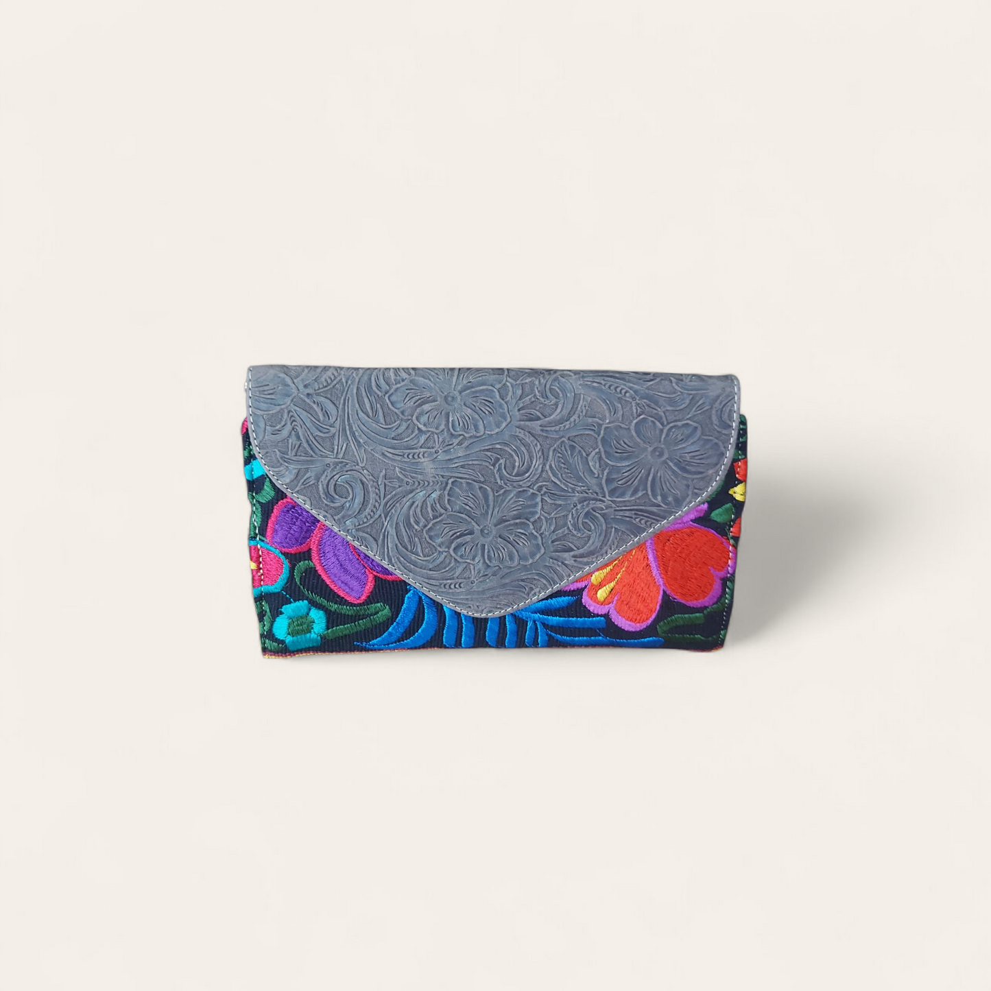 Bolsa floral gris