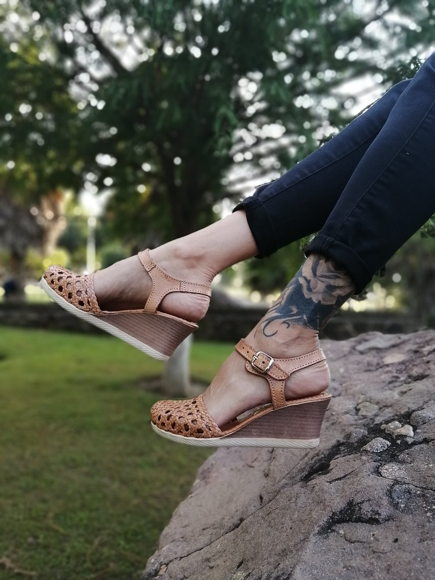 Plataforma Corrida Dalia Nude - 6 cm Piel Genuina