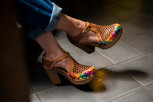 Plataforma Tacón Xóchitl Multicolor - 9 cm Piel Genuina