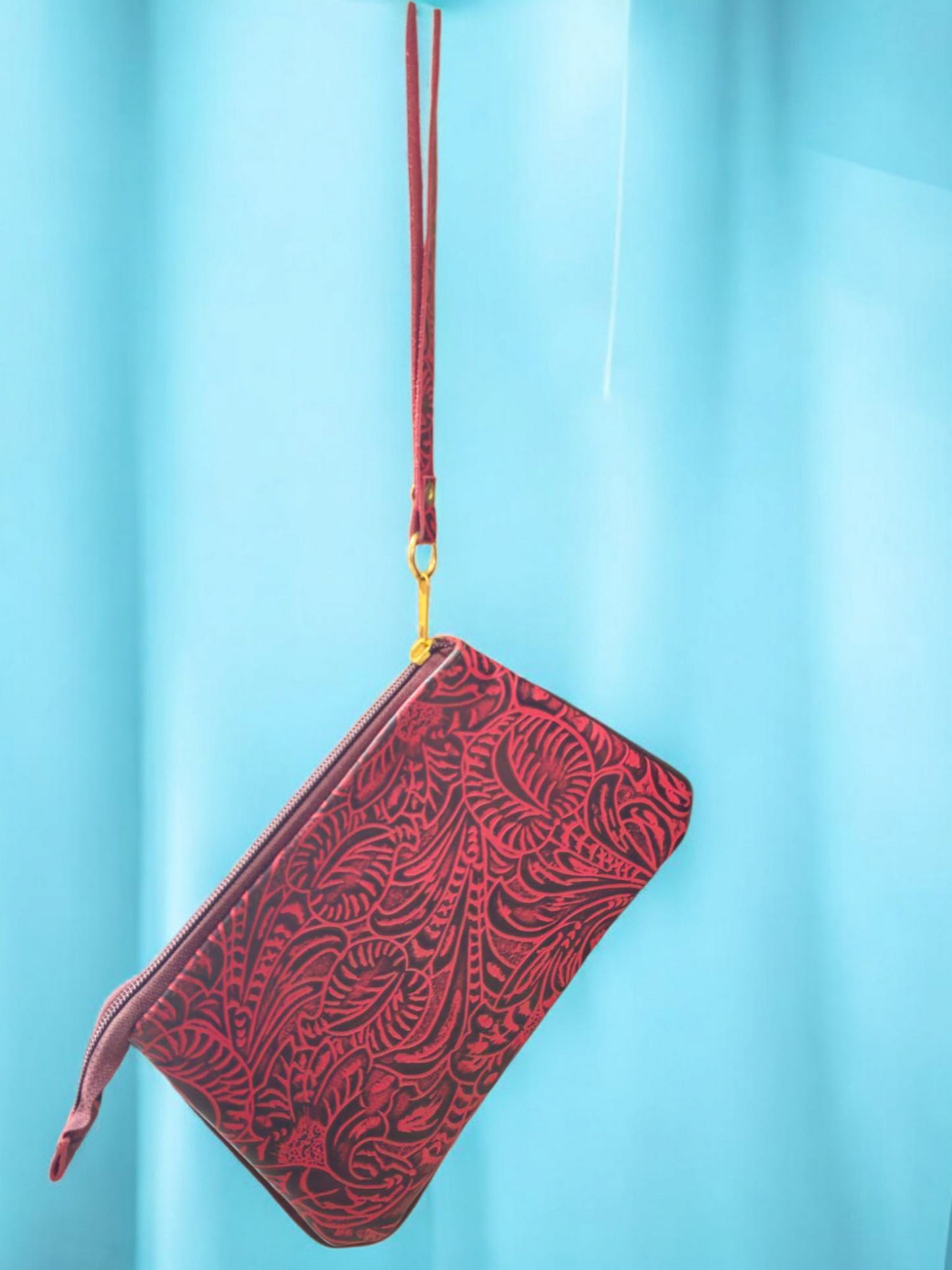 Muñequera roja estampado negro