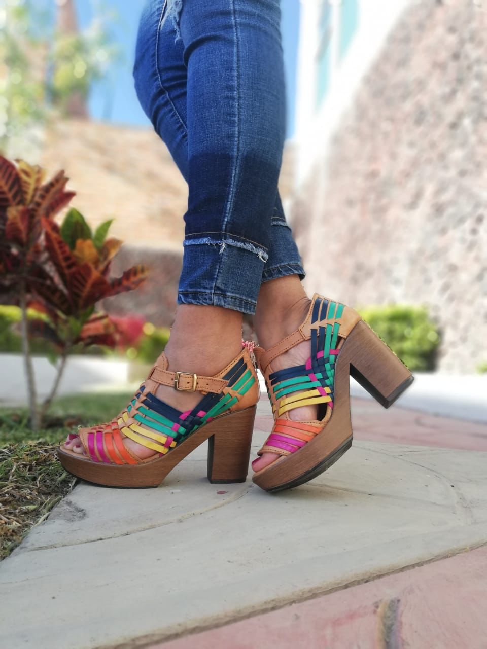 Plataforma Valentina Colores - 9 cm Piel Genuina