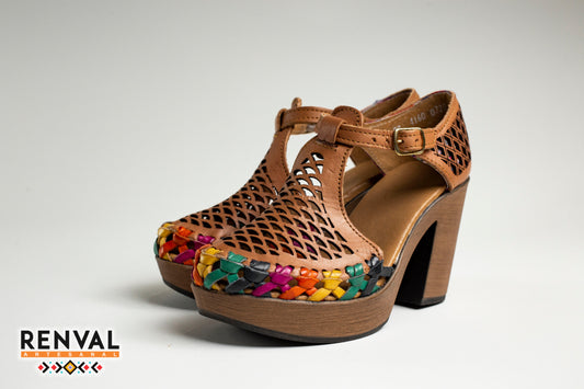 Plataforma Tacón Xóchitl Multicolor - 9 cm Piel Genuina