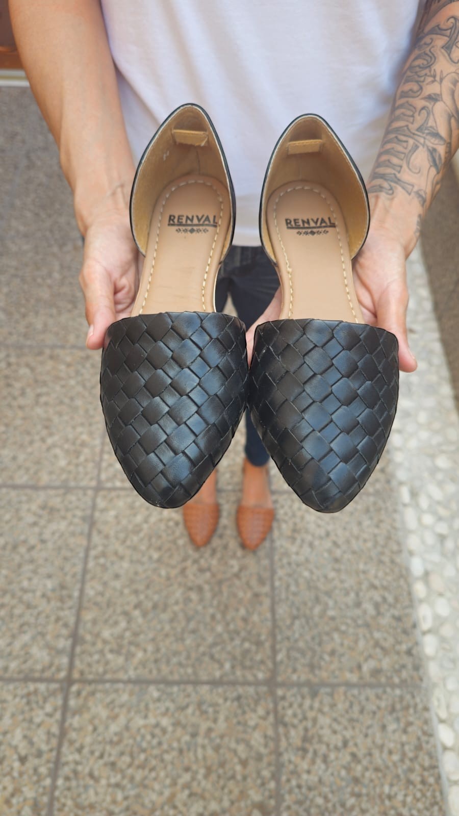 Flats Trenzados de Piel Negro