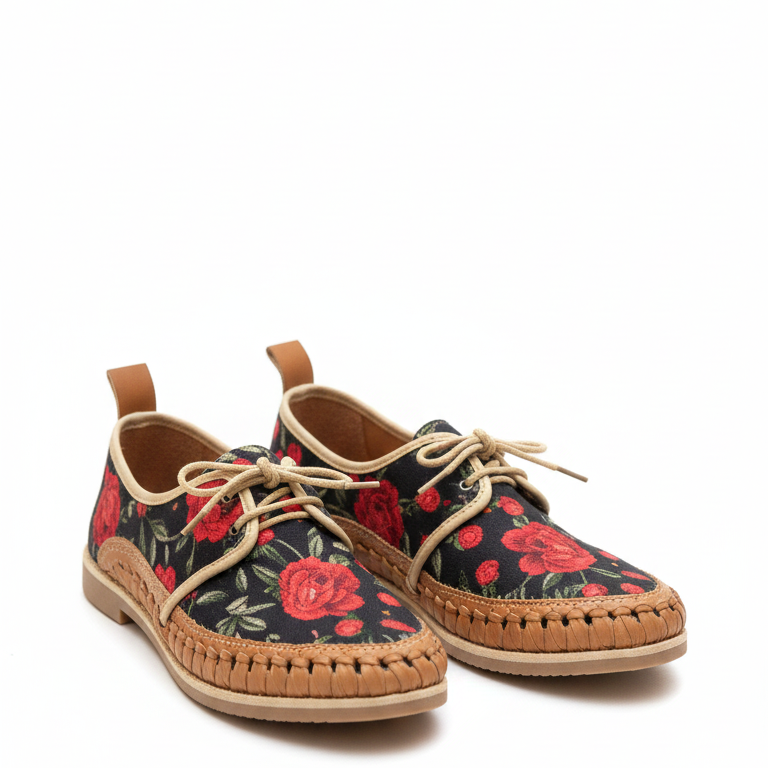 🌹 Mocasín Artesanal Modelo ROSAS | Colección "Rosa Bordada" 🌹
