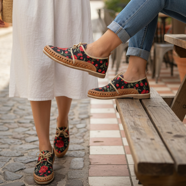 🌹 Mocasín Artesanal Modelo ROSAS | Colección "Rosa Bordada" 🌹
