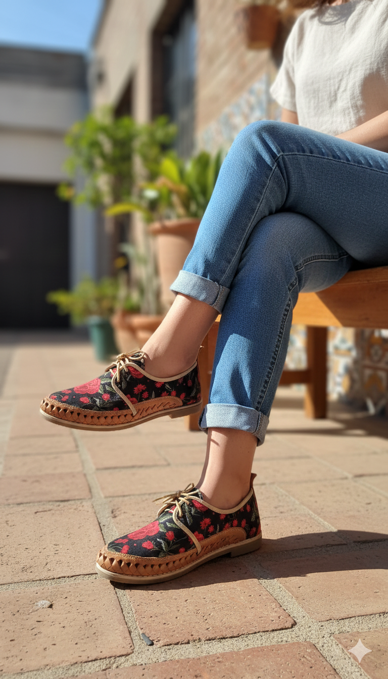 🌹 Mocasín Artesanal Modelo ROSAS | Colección "Rosa Bordada" 🌹