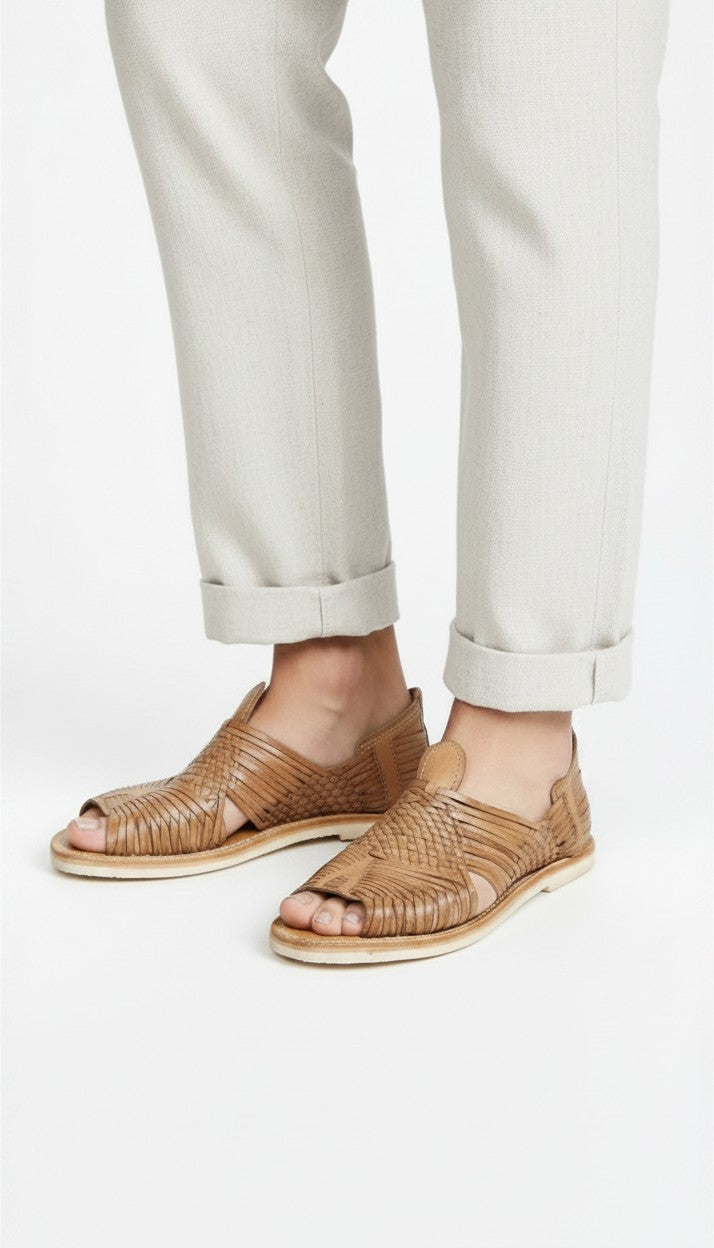 Huarache Clasico corte fino Artesanales De Piel Trenzada Para Caballero