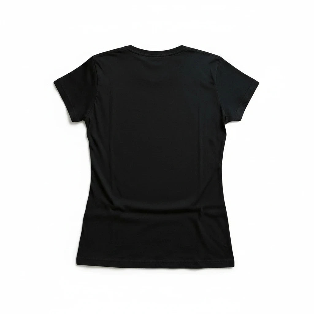 Back view of a plain black ARTESANALRENVAL crewneck t-shirt made of soft cotton on a white background.