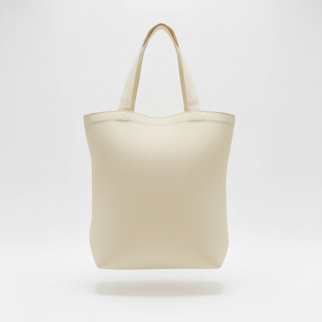 ARTESANALRENVAL natural canvas tote bag with a minimalist, sturdy design and comfortable shoulder straps.