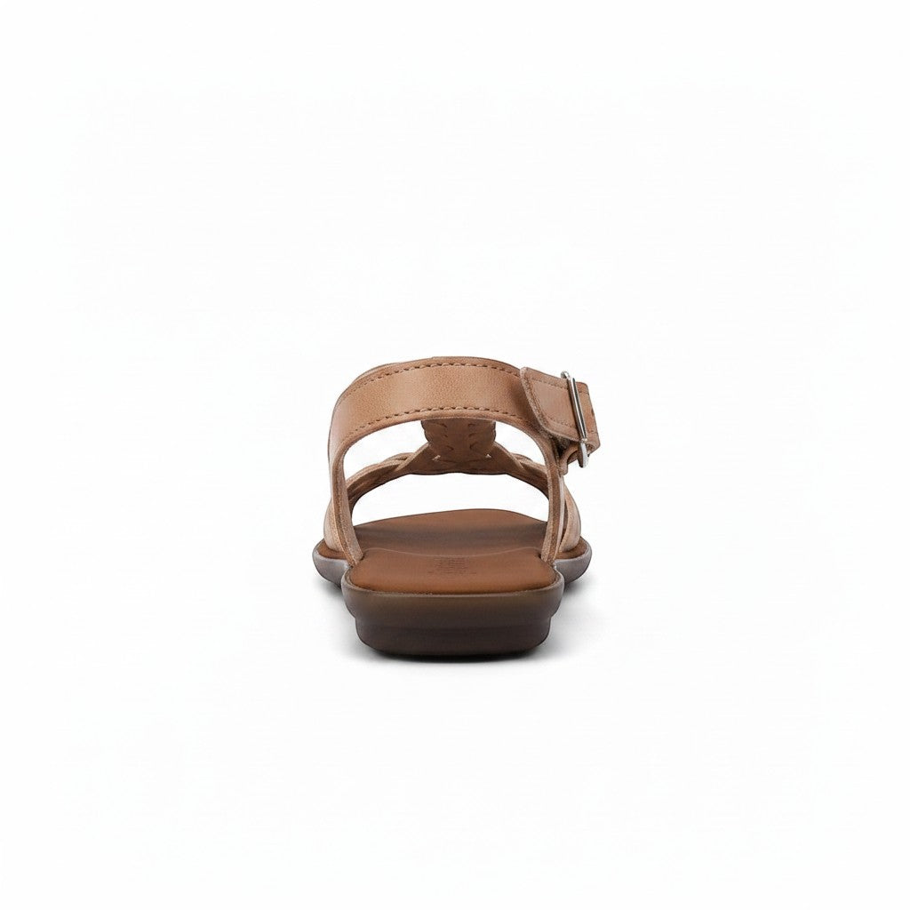 ARTESANALRENVAL natural leather huarache sandals with braided detail and buckle closure.